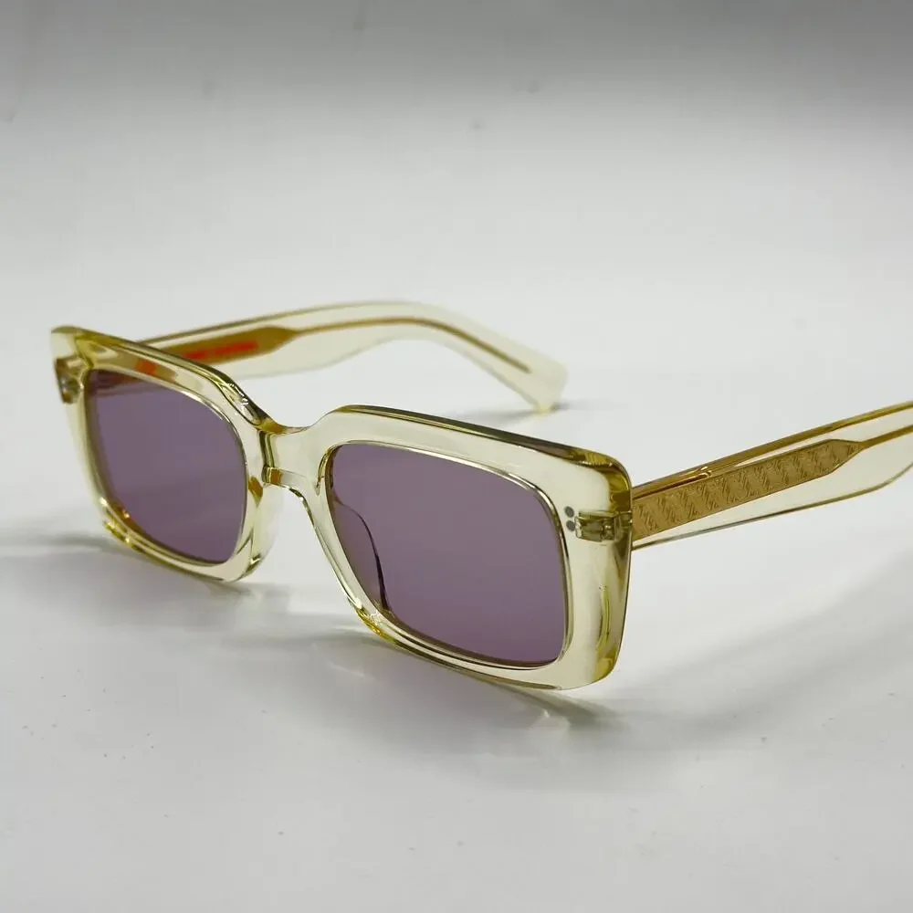 Garrett Leight Sunglasses GL3030 PG Pure Glass Rectangle Frame Plum Lens